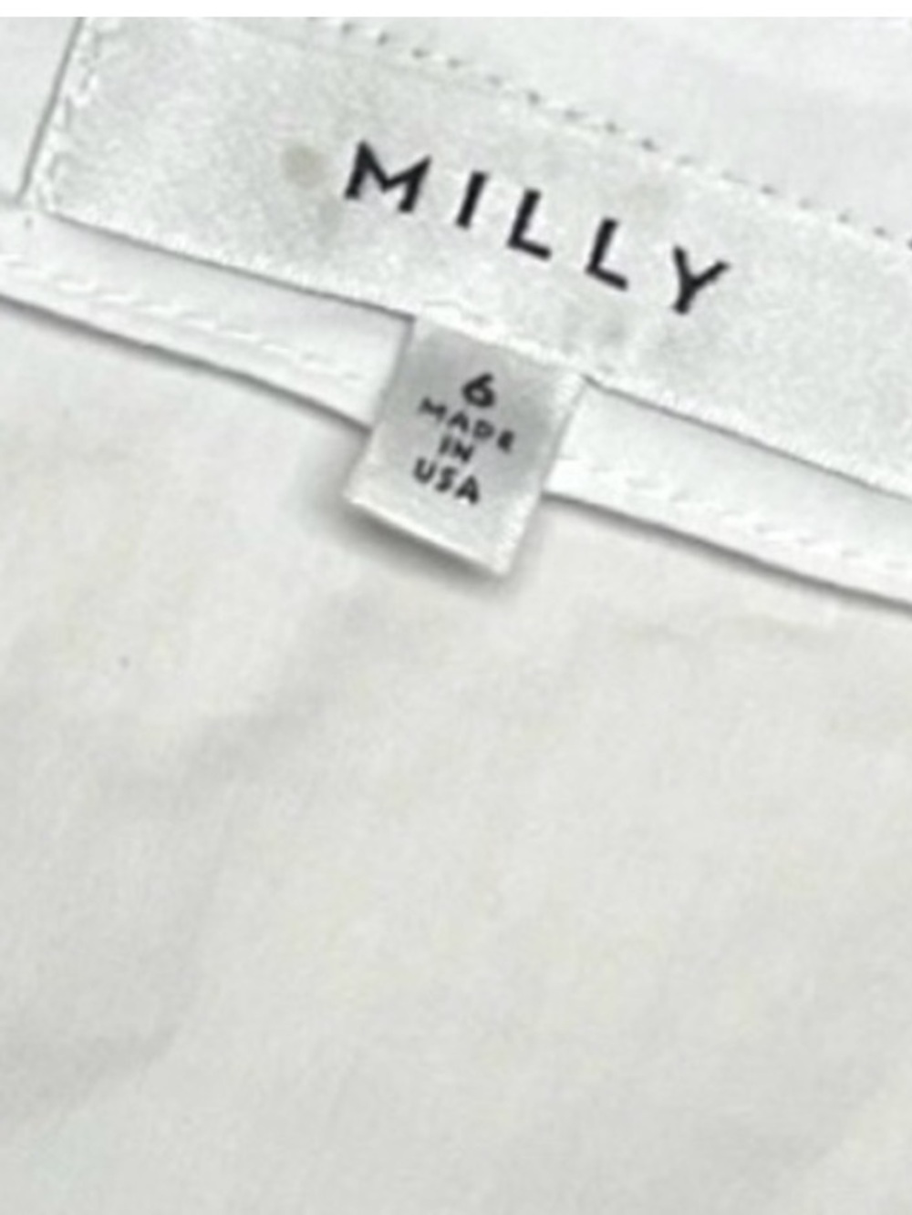 Milly Size 6 White Black Appliqué Trim V-Neck Button Blouse - Picture 7 of 7